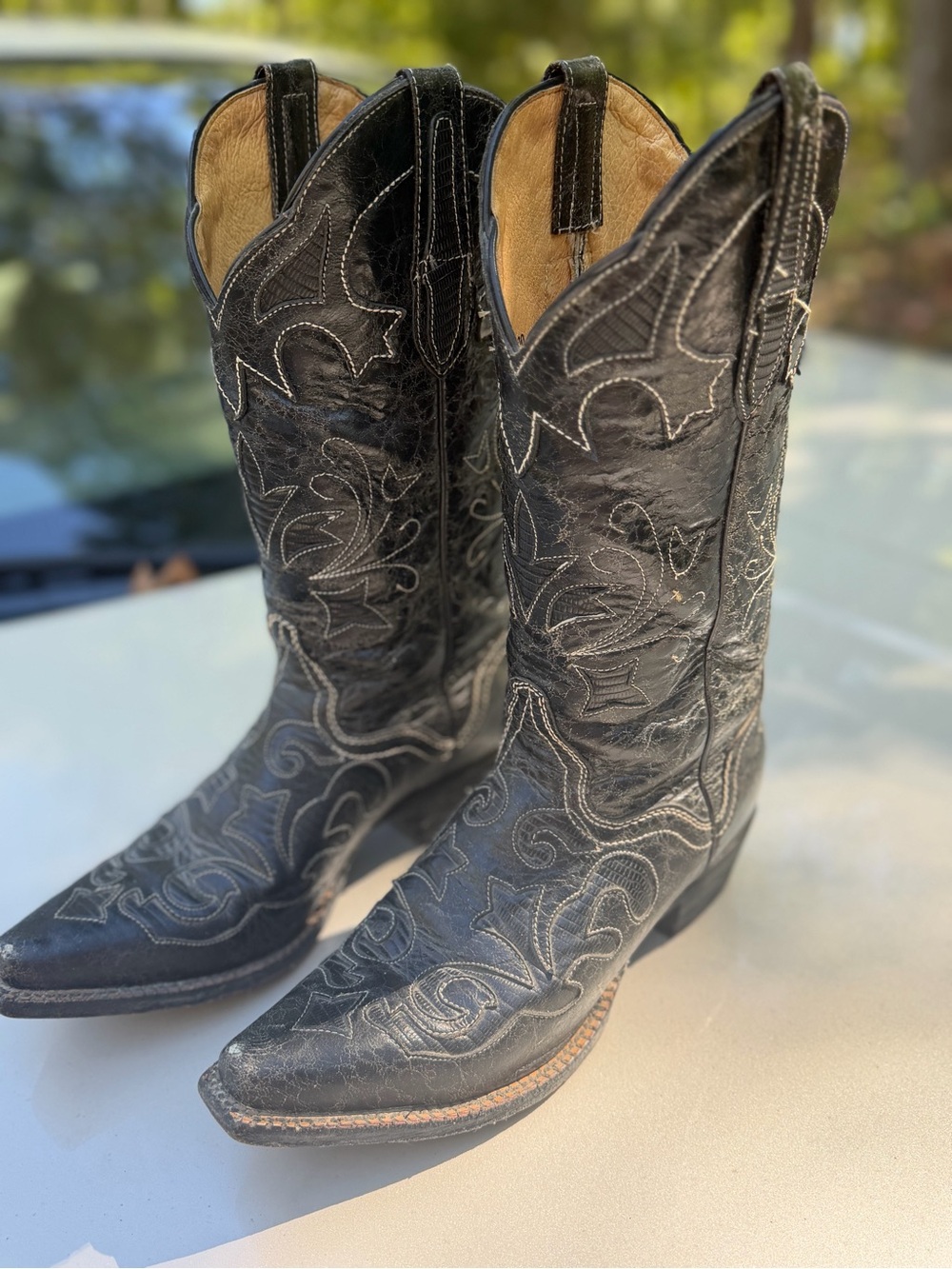 J.B. Dillon Black Embroidered Western Cowgirl Boots